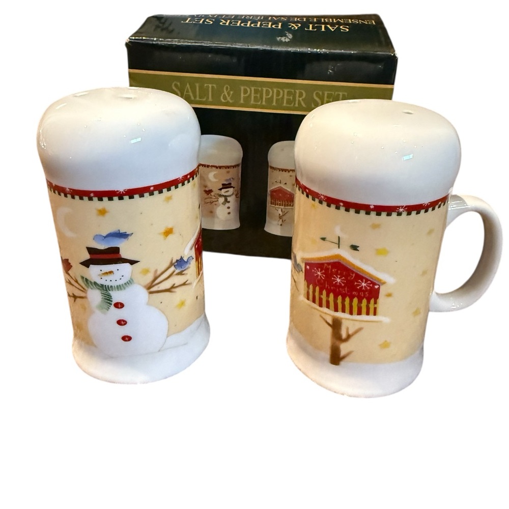 Vintage Snowman Christmas Salt & Pepper Shaker Set | Holiday Kitchen Decor